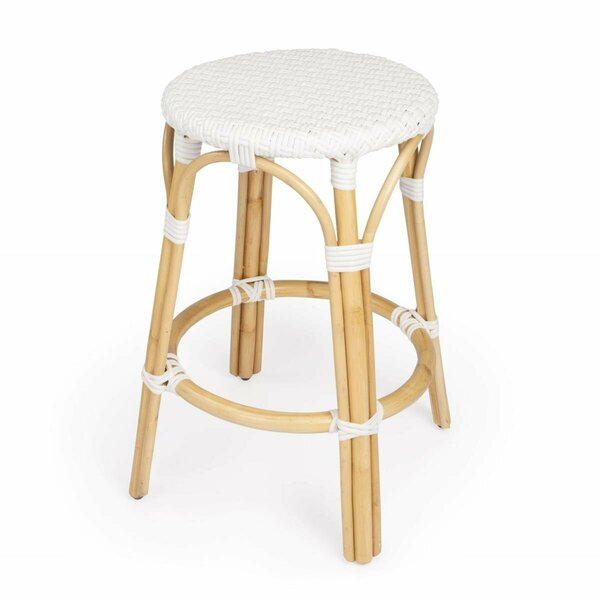 Homeroots 24 x 16 x 16 in. White Rattan Counter Stool 389100